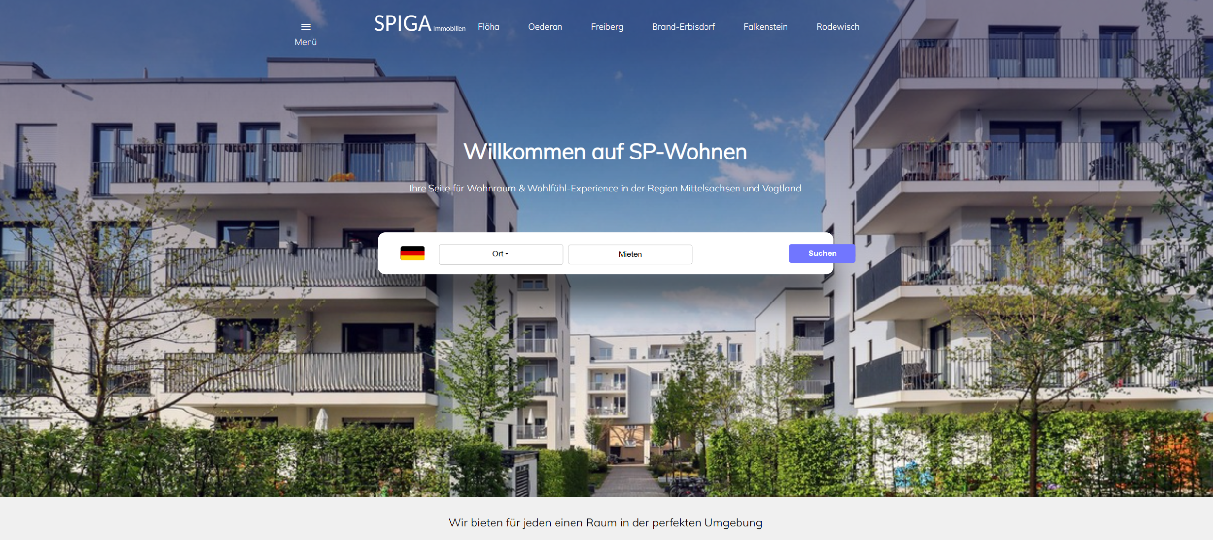 Screenshot der Website 'spigaimmobilien'